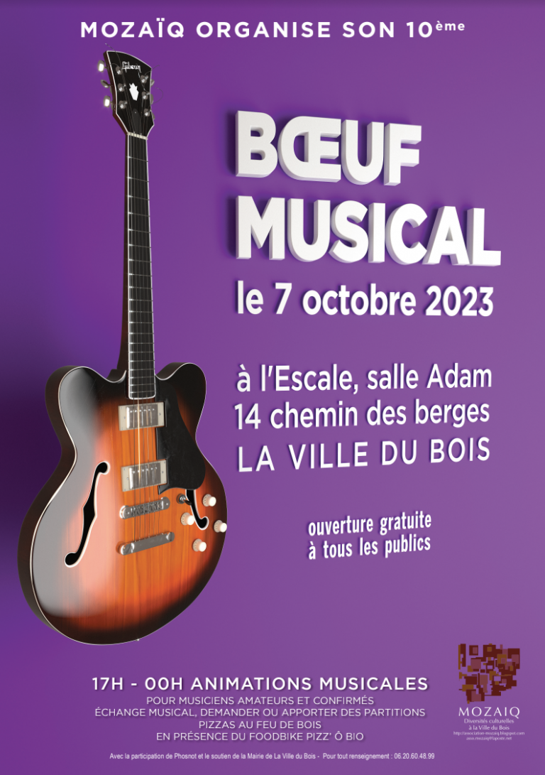 Affiche Boeuf Musical MOZAIQ à l'ESCALE, la Ville du Bois