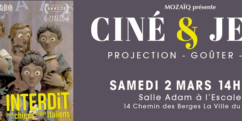 MOZ_Cine_Jeux_2024 Affiche évènement Ciné & Jeux de l'association MOZAIQ de la Ville du Bois.