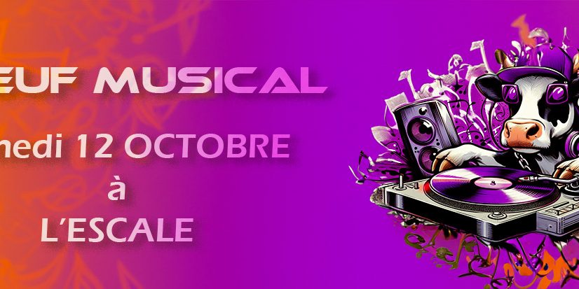 Bandeau de titre de l'annonce du Boeuf Musical de l'association MOZAIQ de La Ville du Bois.